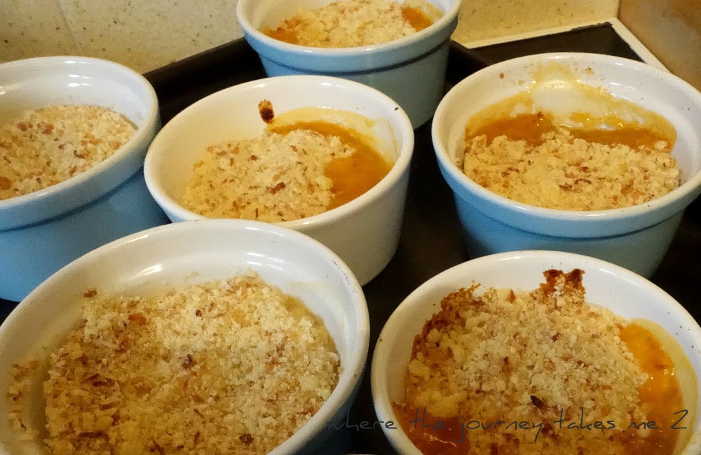 Apple and apricot crumbles